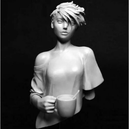 1/9 BUST 110mm Resin Model Kit Modern Beautiful Girl Drinks Coffee Unpainted - Model-Fan-Store