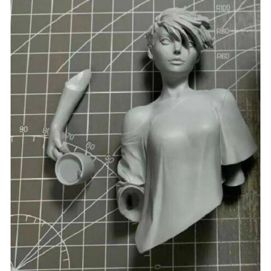 1/9 BUST 110mm Resin Model Kit Modern Beautiful Girl Drinks Coffee Unpainted - Model-Fan-Store