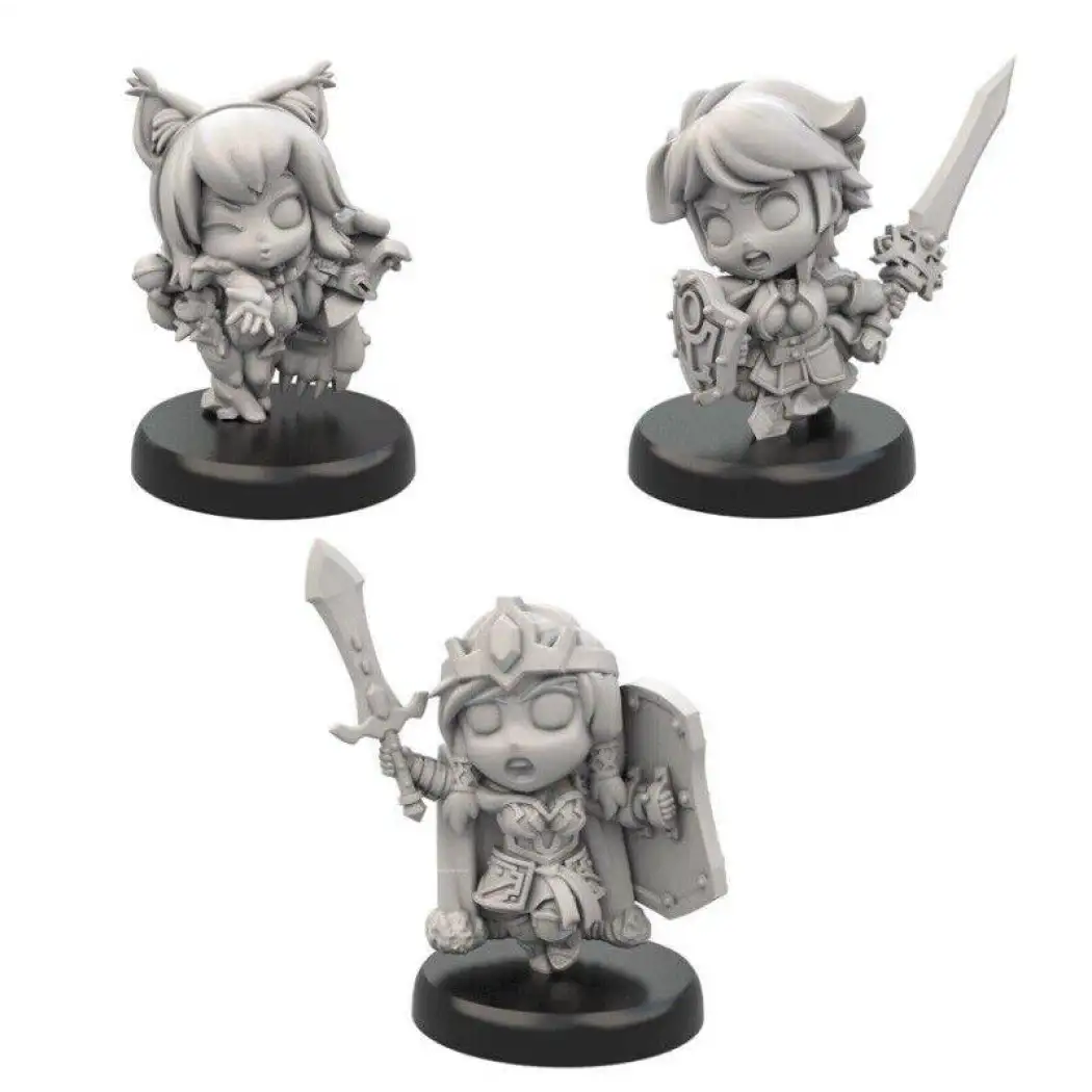 25mm 3pcs Resin Model Kit Mini Warriors Girls Fantasy Unpainted - Model-Fan-Store