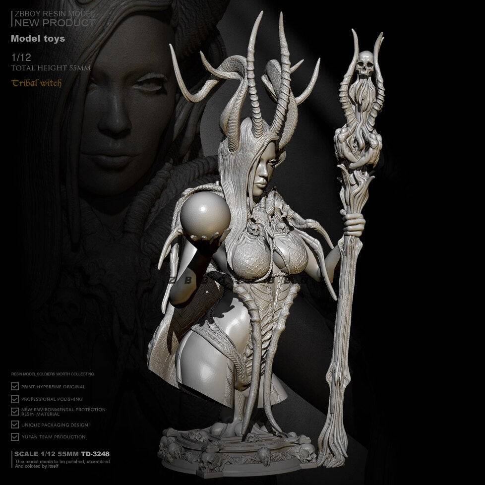 55mm BUST Resin Model Kit Beautiful Girl Enchantress Sorceress Fantasy TD-3248 Unpainted - Model-Fan-Store