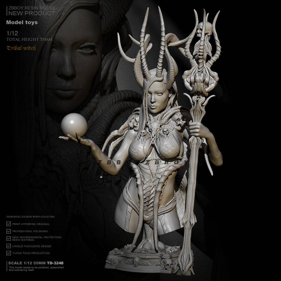 55mm BUST Resin Model Kit Beautiful Girl Enchantress Sorceress Fantasy TD-3248 Unpainted - Model-Fan-Store