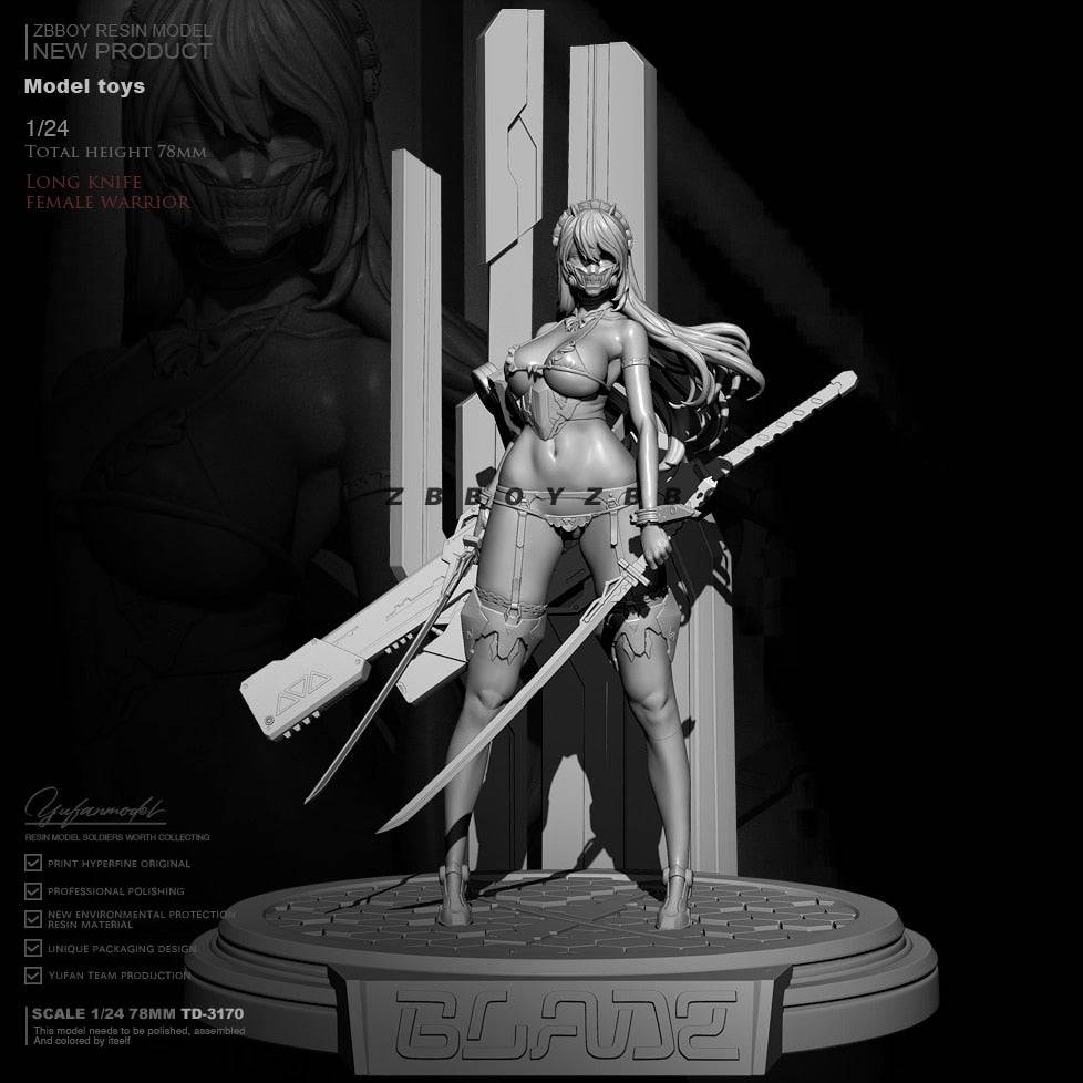 1/24 75mm Resin Cyberpunk Model Kit Space Beautiful Girl Fantasy TD-3170 Unpainted - Model-Fan-Store