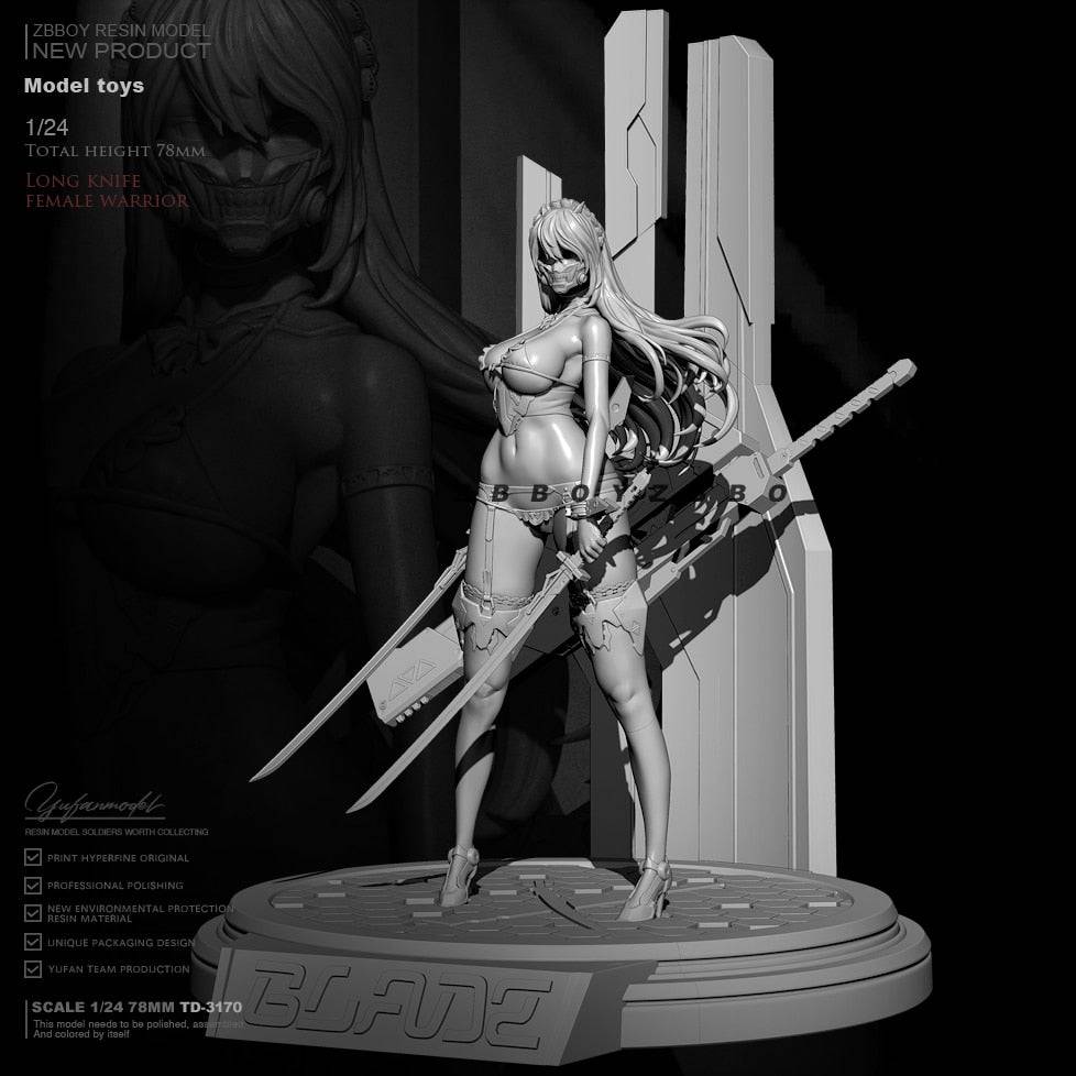 1/24 75mm Resin Cyberpunk Model Kit Space Beautiful Girl Fantasy TD-3170 Unpainted - Model-Fan-Store