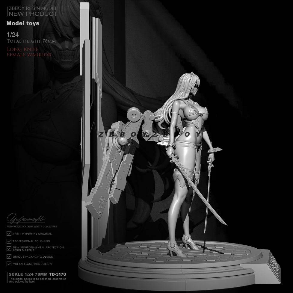 1/24 75mm Resin Cyberpunk Model Kit Space Beautiful Girl Fantasy TD-3170 Unpainted - Model-Fan-Store