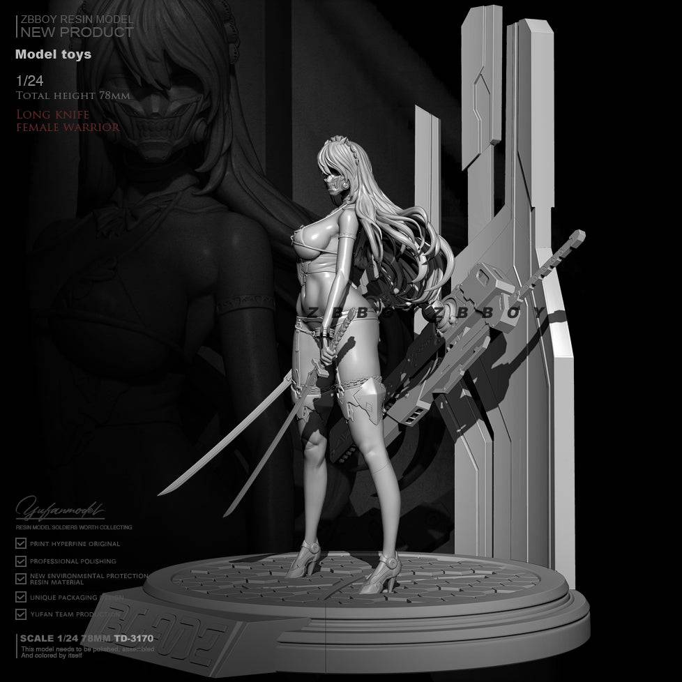 1/24 75mm Resin Cyberpunk Model Kit Space Beautiful Girl Fantasy TD-3170 Unpainted - Model-Fan-Store