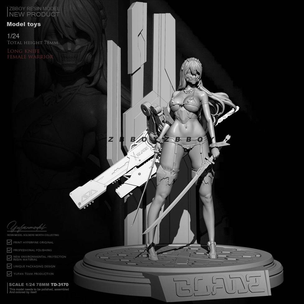 1/24 75mm Resin Cyberpunk Model Kit Space Beautiful Girl Fantasy TD-3170 Unpainted - Model-Fan-Store