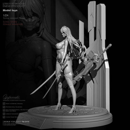 1/24 75mm Resin Cyberpunk Model Kit Space Beautiful Girl Fantasy TD-3170 Unpainted - Model-Fan-Store