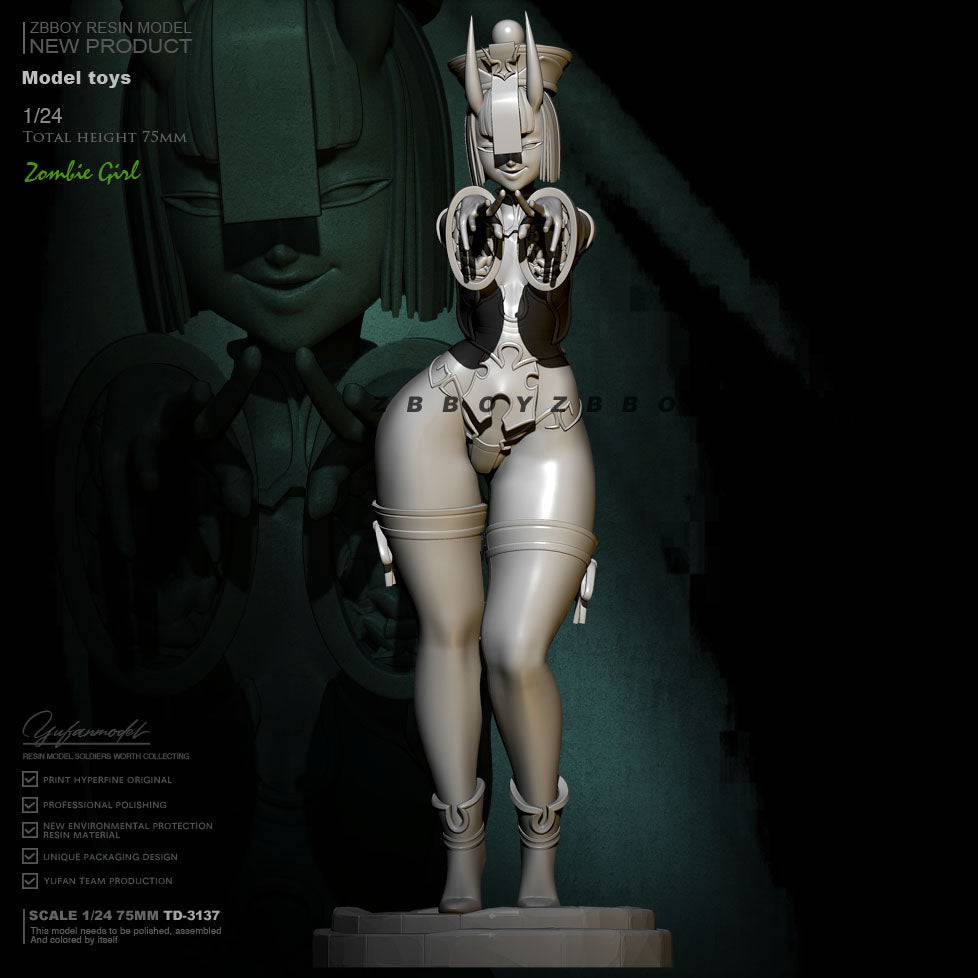 1/24 75mm Resin Model Kit Asian Beautiful Girl Devil Fantasy TD-3137 Unpainted XXX - Model-Fan-Store