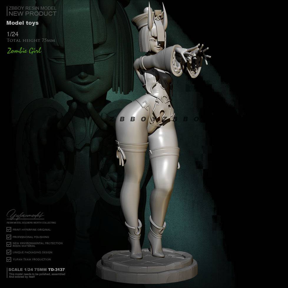 1/24 75mm Resin Model Kit Asian Beautiful Girl Devil Fantasy TD-3137 Unpainted XXX - Model-Fan-Store