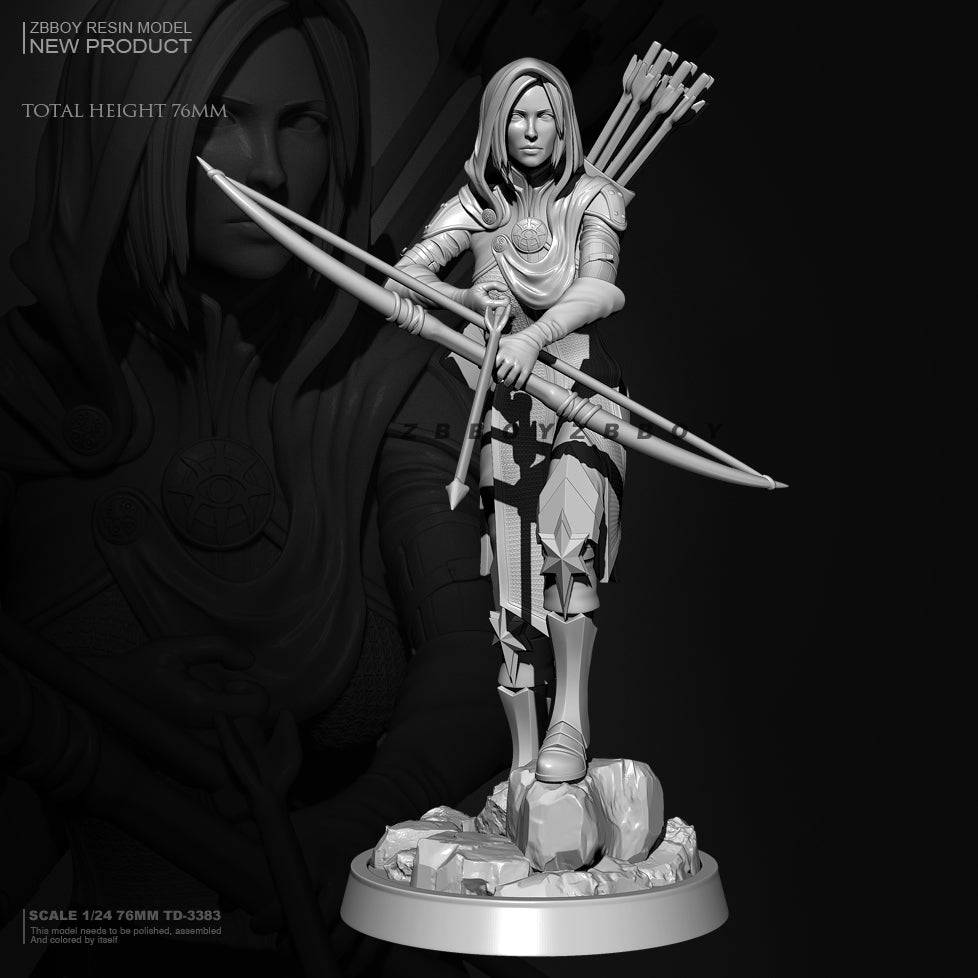 1/24 76mm Resin Model Kit Beautiful Girl Archer Fantasy TD-3383 Unpainted - Model-Fan-Store