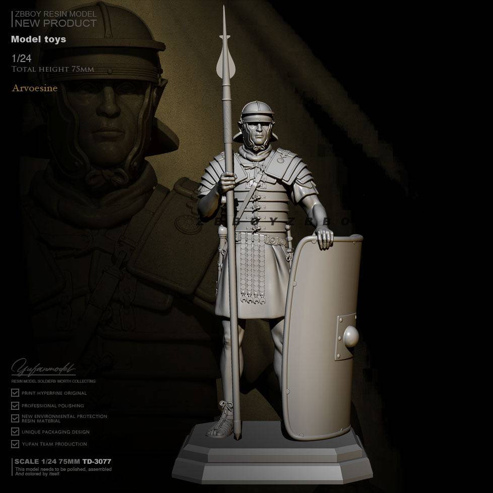 1/24 76mm Resin Model Kit Roman Warrior Soldier TD-3077 Unpainted - Model-Fan-Store