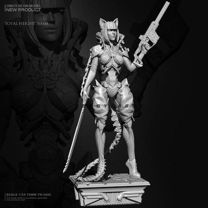 1/24 80mm Resin Cyberpunk Model Kit Beautiful Girl Catwoman Fantasy TD-3450 Unpainted - Model-Fan-Store