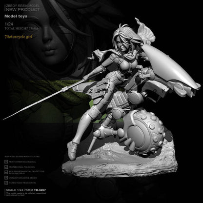 1/24 Resin Cyberpunk Model Kit Motorcycle Beautiful Girl Fantasy TD-3267 Unpainted - Model-Fan-Store