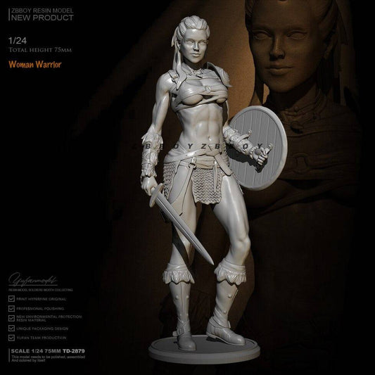 1/24 Resin Model Kit Beautiful Girl Barbarian Warrior Viking Fantasy Unpainted - Model-Fan-Store