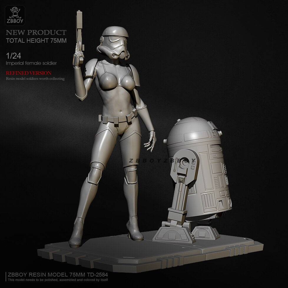 1/24 Resin Model Kit Beautiful Girl & Droid Star Wars Fantasy TD-2684 Unpainted - Model-Fan-Store