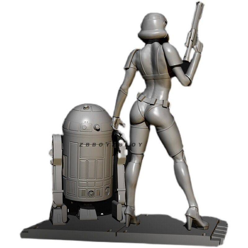 1/24 Resin Model Kit Beautiful Girl & Droid Star Wars Fantasy TD-2684 Unpainted - Model-Fan-Store