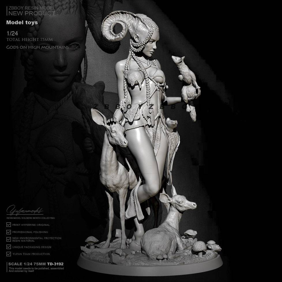 1/24 Resin Model Kit Beautiful Girl Satyr Animal Goddess Fantasy TD-3192 Unpainted - Model-Fan-Store