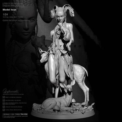 1/24 Resin Model Kit Beautiful Girl Satyr Animal Goddess Fantasy TD-3192 Unpainted - Model-Fan-Store