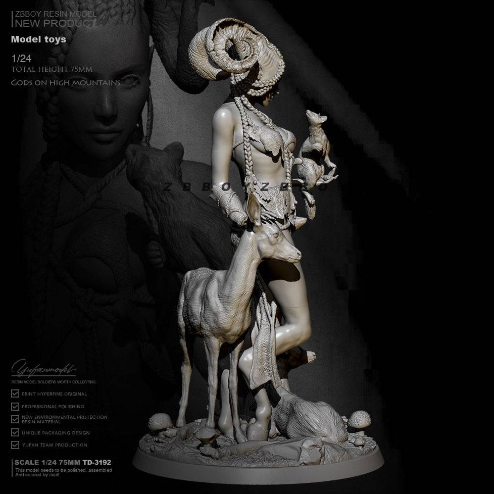 1/24 Resin Model Kit Beautiful Girl Satyr Animal Goddess Fantasy TD-3192 Unpainted - Model-Fan-Store