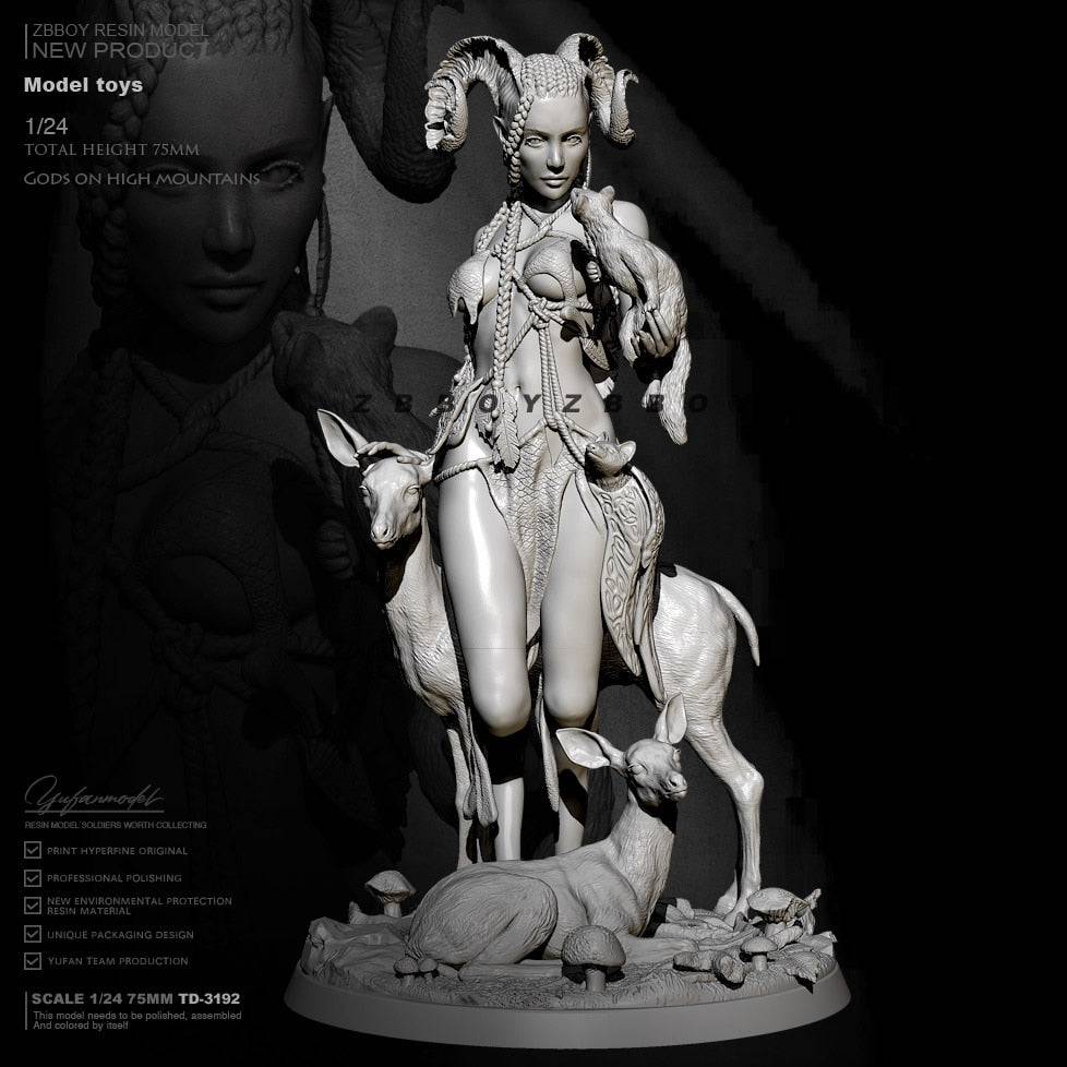 1/24 Resin Model Kit Beautiful Girl Satyr Animal Goddess Fantasy TD-3192 Unpainted - Model-Fan-Store