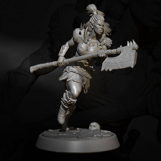 1/24 Resin Model Kit Girl Warrior Barbarian Orc Warcraft Unpainted - Model-Fan-Store