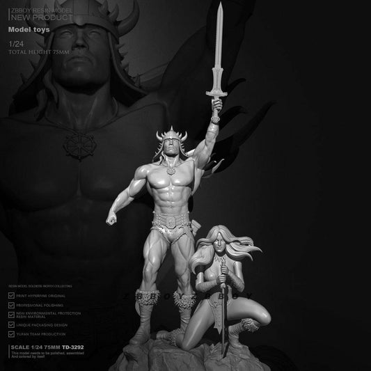 1/24 Resin Model Kit Warrior Barbarian and Princess Fantasy TD-3292 Unpainted - Model-Fan-Store