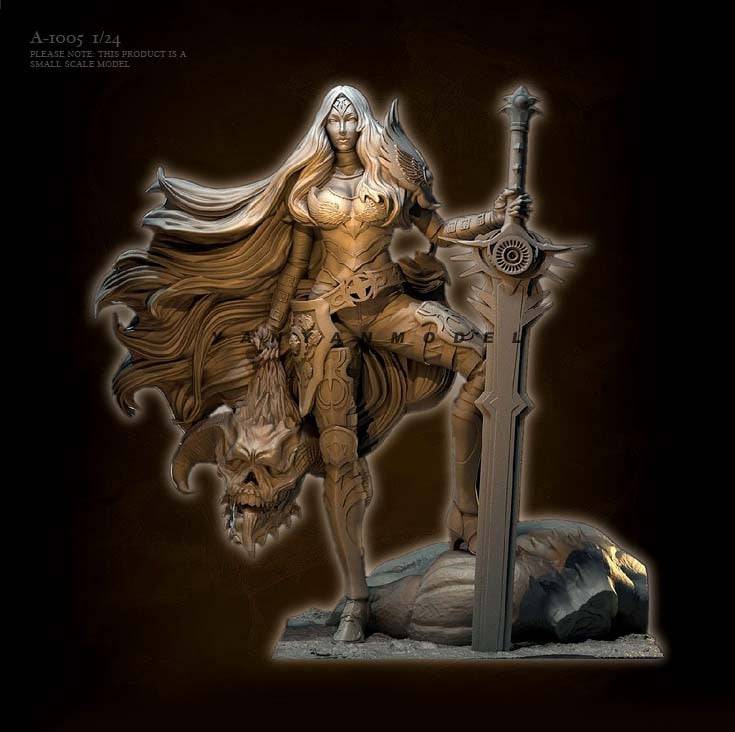 1/24 Resin Model Kit Warrior Beautiful Girl Fantasy A-1005 Unpainted - Model-Fan-Store