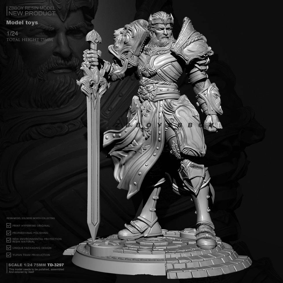 1/24 Resin Model Kit Warrior King Medieval Knight Fantasy TD-3297 Unpainted - Model-Fan-Store