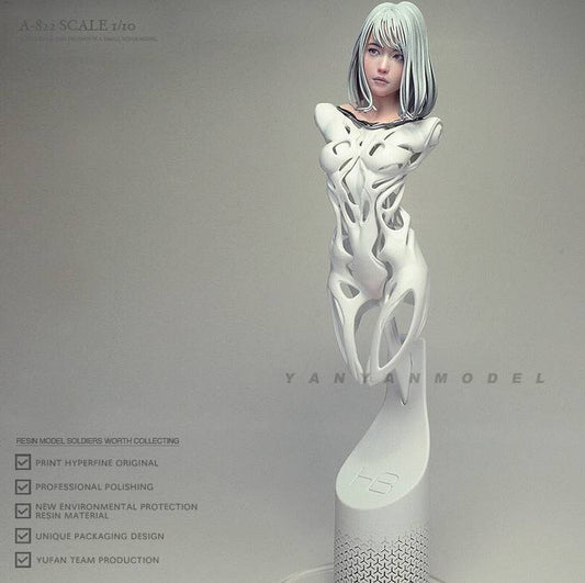 1/6 BUST Resin Cyberpunk Model Kit Asian Beautiful Girl Fantasy A-822 Unpainted - Model-Fan-Store