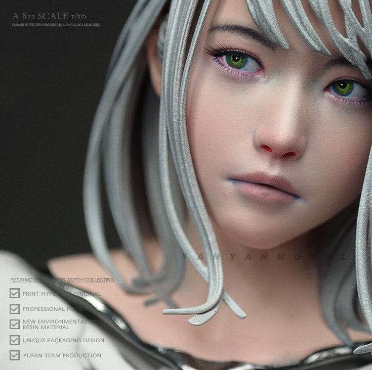 1/6 BUST Resin Cyberpunk Model Kit Asian Beautiful Girl Fantasy A-822 Unpainted - Model-Fan-Store