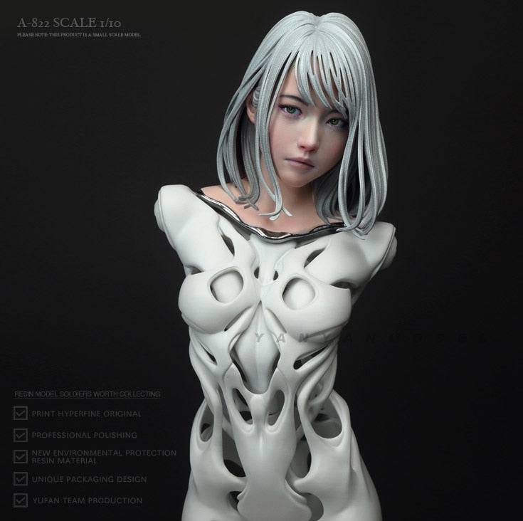 1/6 BUST Resin Cyberpunk Model Kit Asian Beautiful Girl Fantasy A-822 Unpainted - Model-Fan-Store