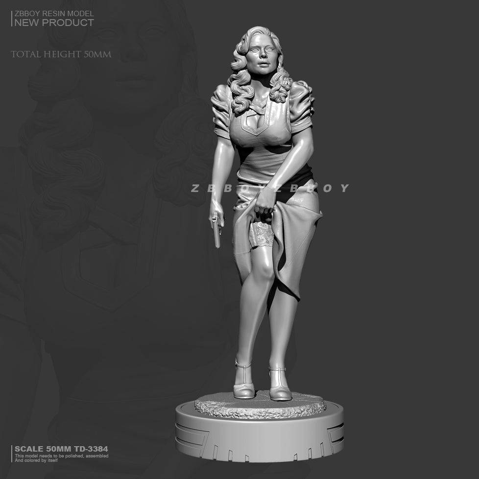 1/35 50mm Resin Model Kit Peggy Carter Beautiful Girl Fantasy TD-3384 Unpainted - Model-Fan-Store