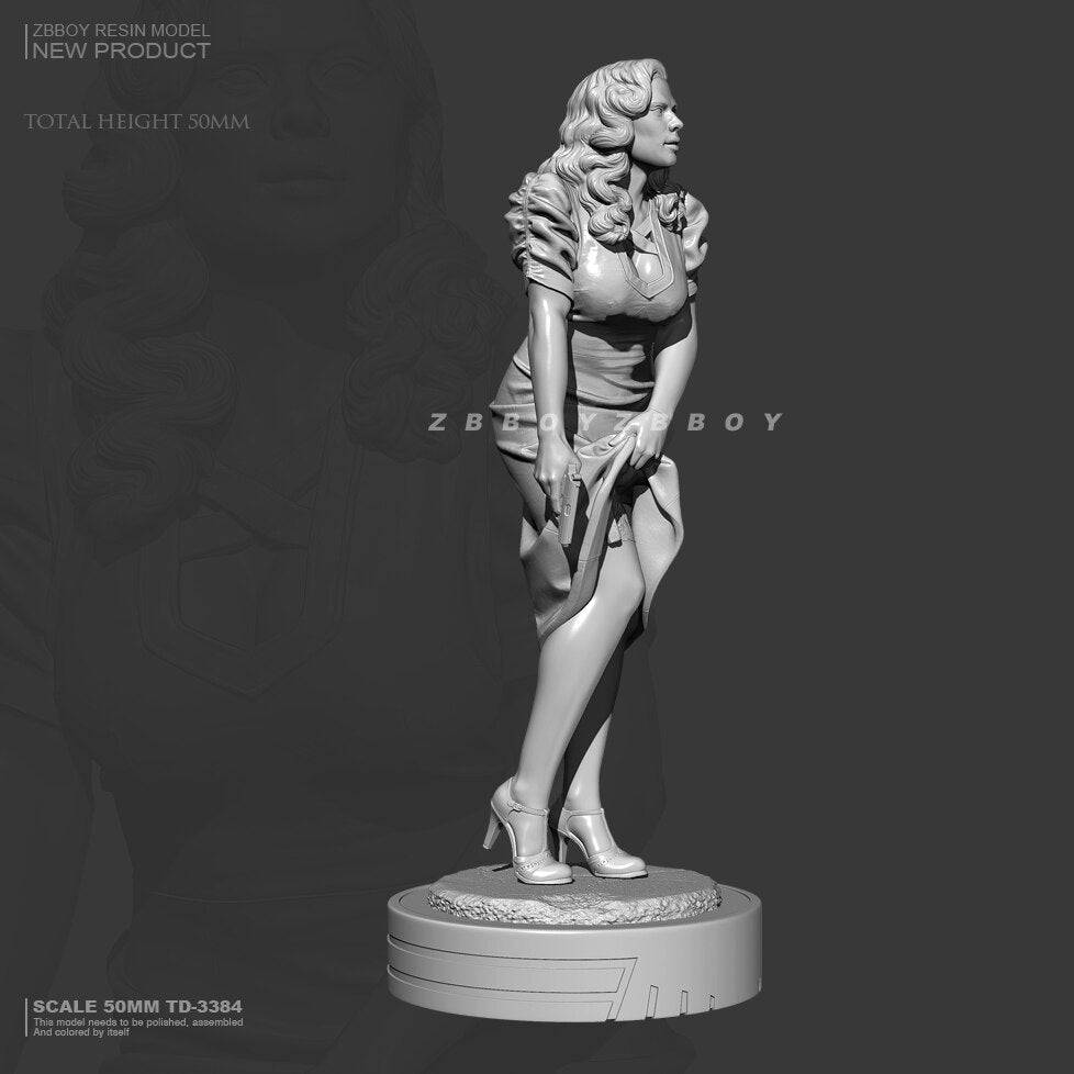 1/35 50mm Resin Model Kit Peggy Carter Beautiful Girl Fantasy TD-3384 Unpainted - Model-Fan-Store