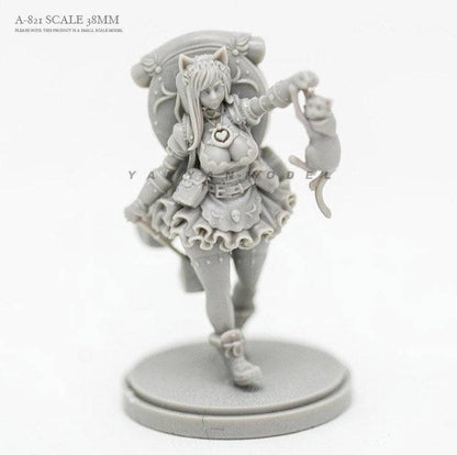 38mm Resin Model Kit Beautiful Girl Cat Fantasy A-821 Unpainted - Model-Fan-Store