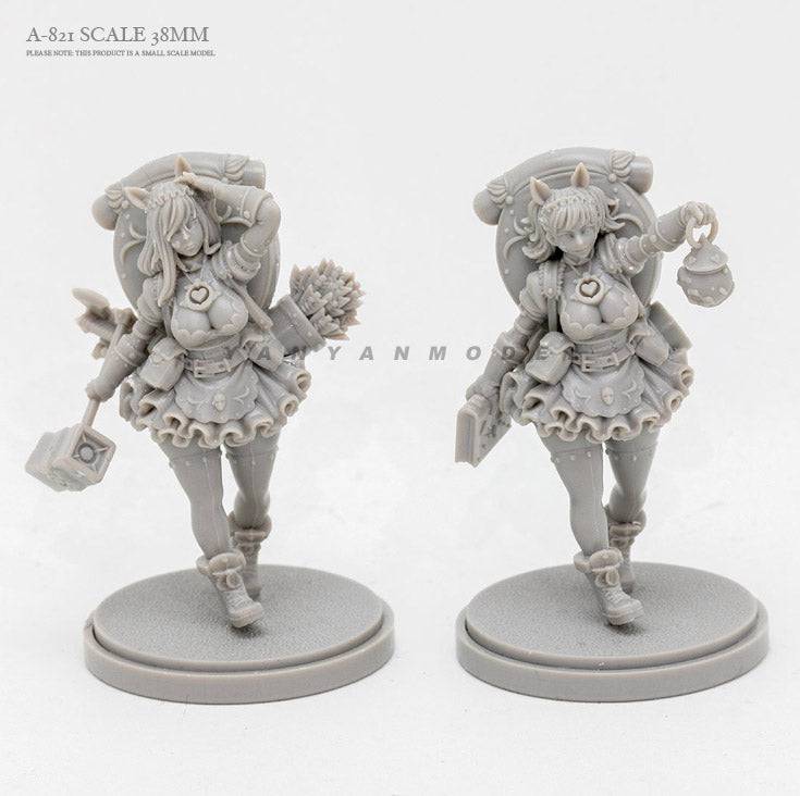 38mm Resin Model Kit Beautiful Girl Cat Fantasy A-821 Unpainted - Model-Fan-Store