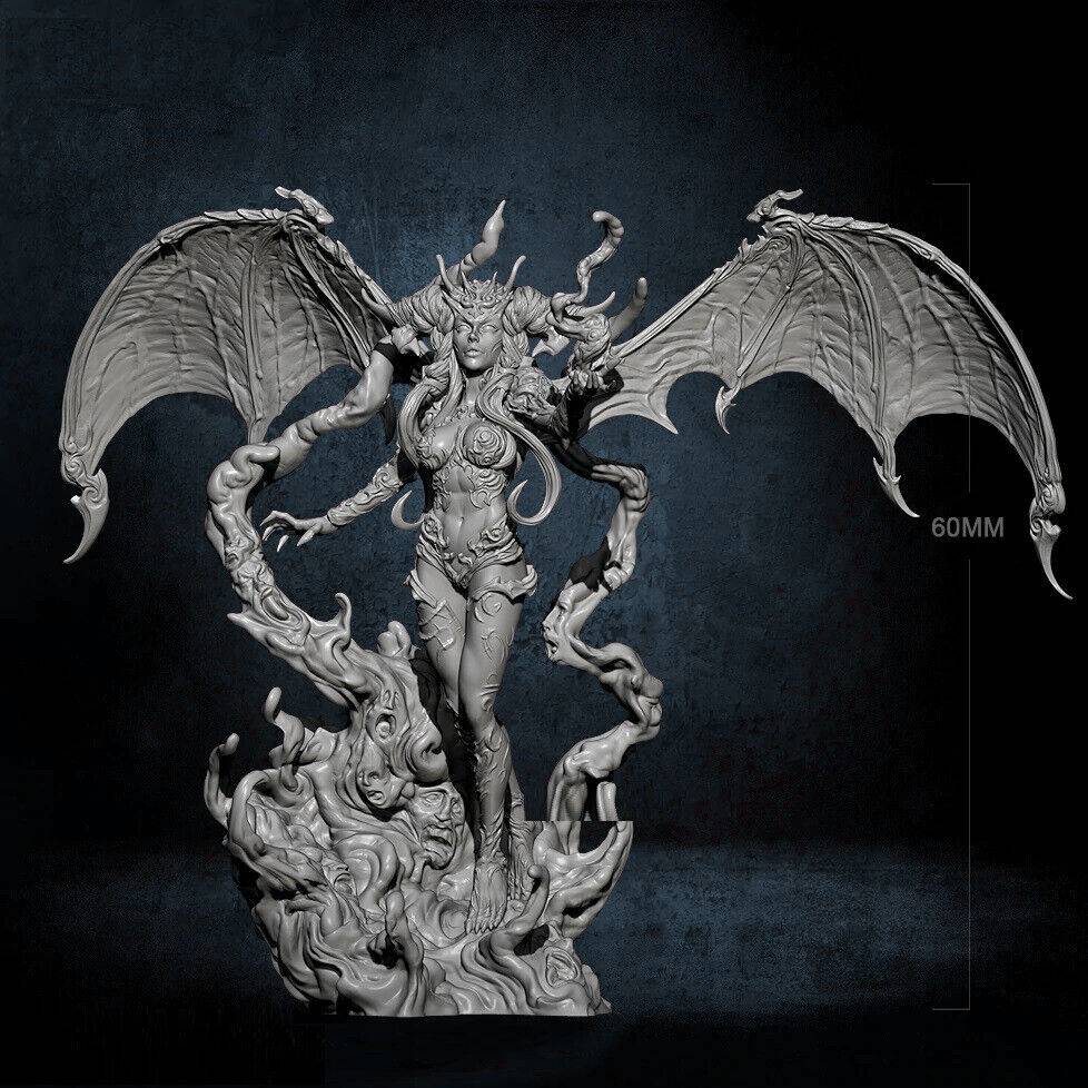 60mm Resin Model Kit Beautiful Girl Devil Queen of Hell Fantasy Unpainted - Model-Fan-Store