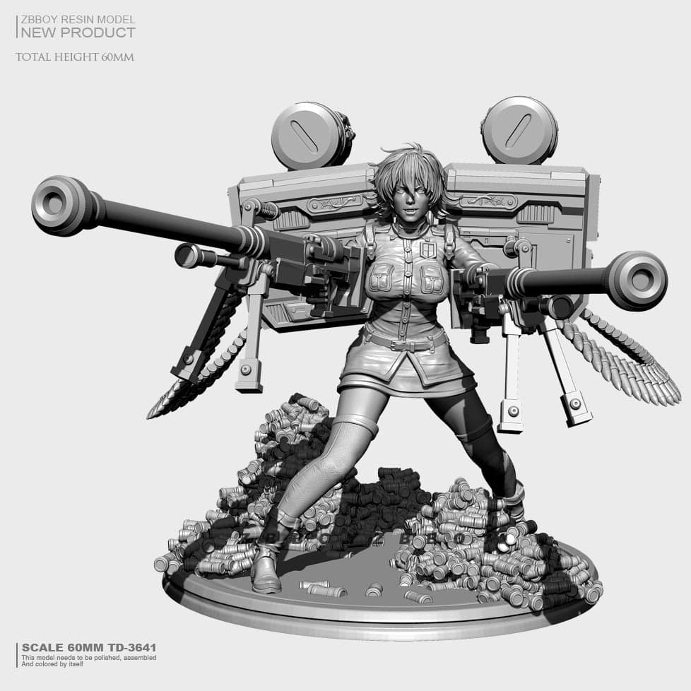 60mm Resin Steampunk Model Kit Beautiful Girl Machine Gunner TD-3641 Unpainted - Model-Fan-Store