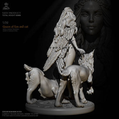 65mm Resin Model Kit Barbarian Beautiful Girl & Pets Fantasy TD-2743 Unpainted - Model-Fan-Store