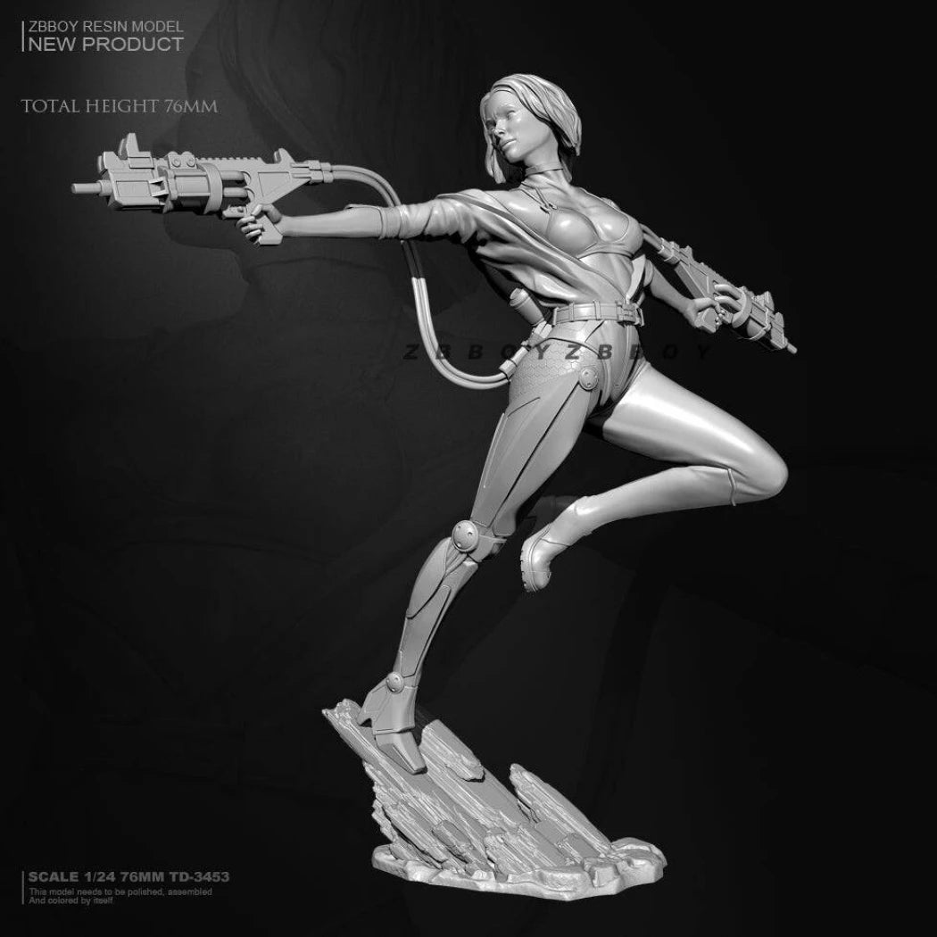 80mm Resin Cyberpunk Model Kit Beautiful Girl Shooter Fantasy TD-3453 Unpainted - Model-Fan-Store