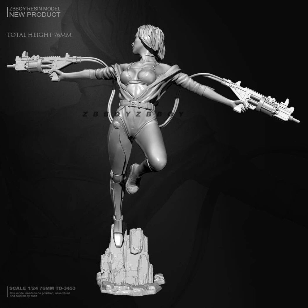 80mm Resin Cyberpunk Model Kit Beautiful Girl Shooter Fantasy TD-3453 Unpainted - Model-Fan-Store