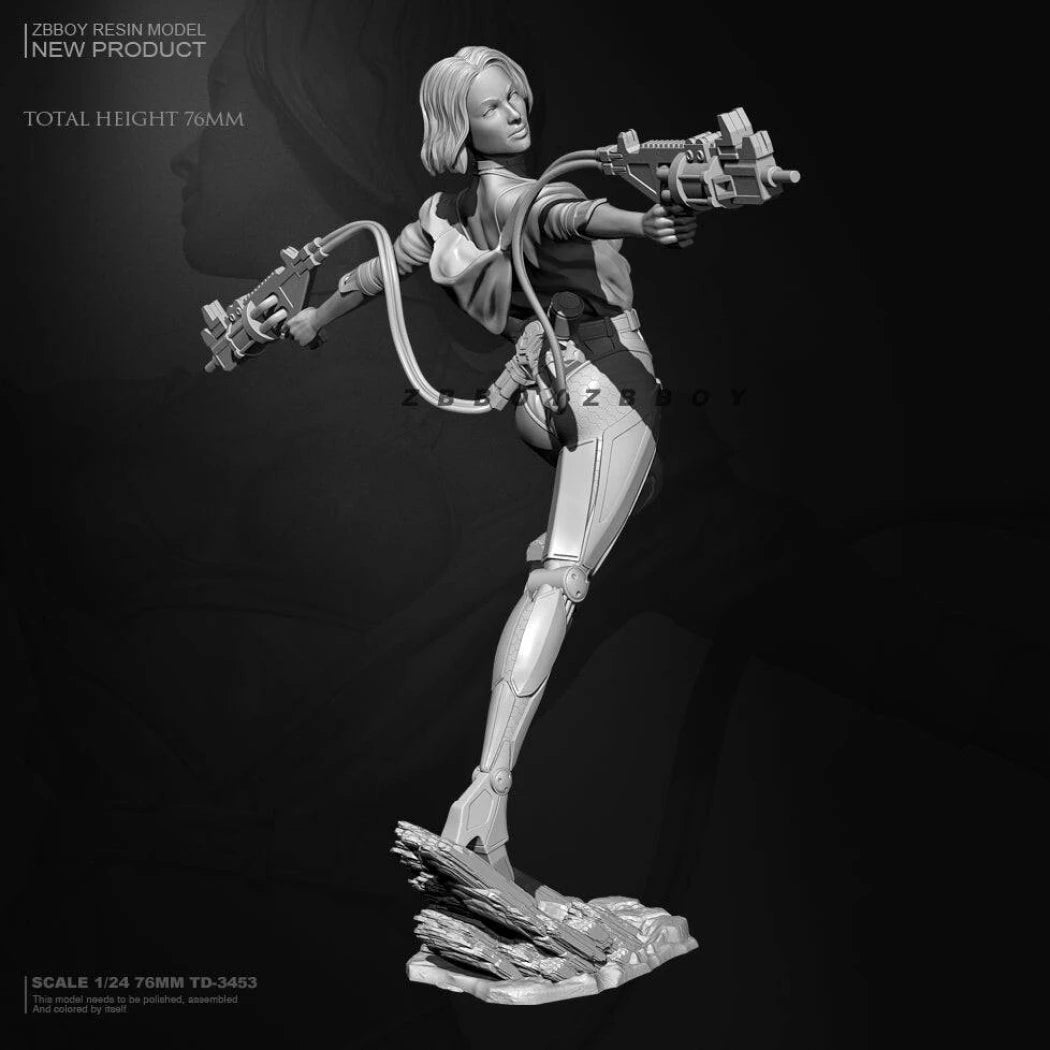 80mm Resin Cyberpunk Model Kit Beautiful Girl Shooter Fantasy TD-3453 Unpainted - Model-Fan-Store