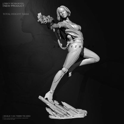 80mm Resin Cyberpunk Model Kit Beautiful Girl Shooter Fantasy TD-3453 Unpainted - Model-Fan-Store