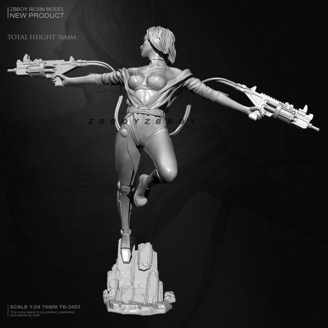 80mm Resin Cyberpunk Model Kit Beautiful Girl Shooter Fantasy TD-3453 Unpainted - Model-Fan-Store