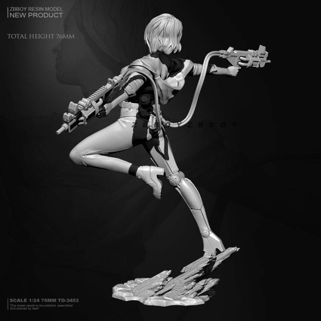 80mm Resin Cyberpunk Model Kit Beautiful Girl Shooter Fantasy TD-3453 Unpainted - Model-Fan-Store
