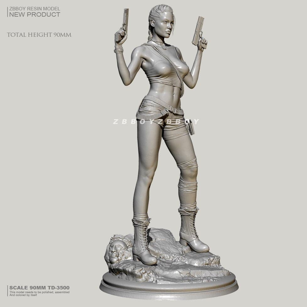 90mm Resin Model Kit Shooter Beautiful Girl Lara Fantasy TD-3500 Unpainted - Model-Fan-Store