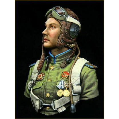 1/10 BUST Resin Model Kit Beautiful Girl Soviet Soldier Pilot WW2 Unpainted - Model-Fan-Store