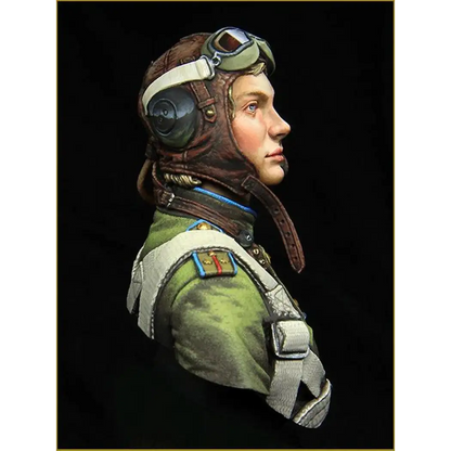 1/10 BUST Resin Model Kit Beautiful Girl Soviet Soldier Pilot WW2 Unpainted - Model-Fan-Store