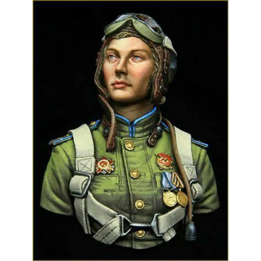 1/10 BUST Resin Model Kit Beautiful Girl Soviet Soldier Pilot WW2 Unpainted - Model-Fan-Store