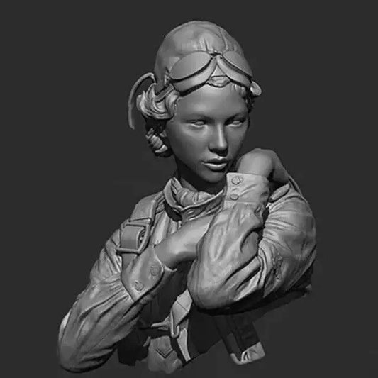 1/10 BUST Resin Model Kit Russian Girl Woman Parachutist WW2 Unpainted - Model-Fan-Store