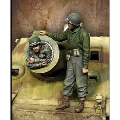 1/35 2pcs Resin Model Kit US Army Soldiers Tank Crew no tank WW2 Unpainted - Model-Fan-Store